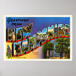 Affiche État du New Hampshire NH Vintage voyage Souvenir