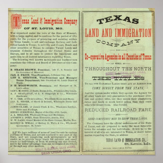 Affiche État du Texas (Devant)
