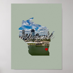 Affiche État du Wisconsin Infos photo et nom de ville