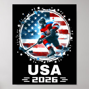 Affiche États-Unis 2026 Hockey Drapeau Américain Femmes Ho
