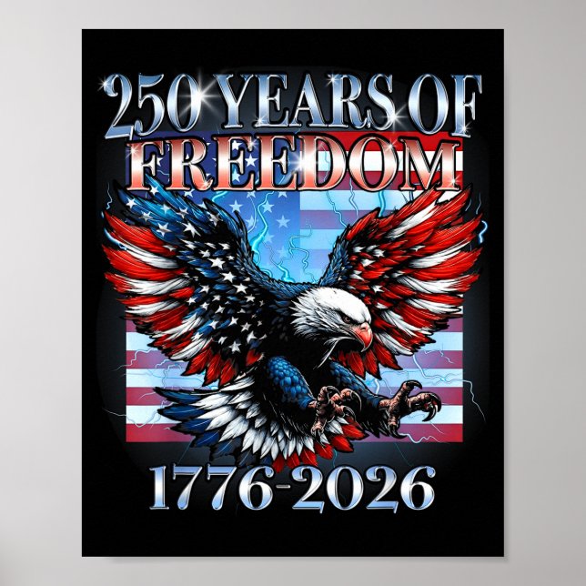 Affiche États-Unis 250 ans 1776-2026 aigle chauve drapeau  (Devant)