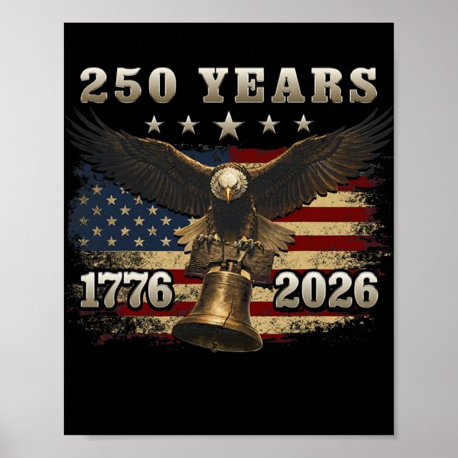 Affiche États-Unis 250 Ans 1776-2026 Liberty Bell Aigle Dr (Devant)