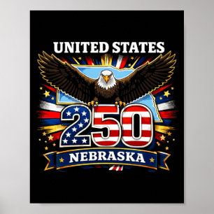 Affiche États-Unis 250 Ans Aigle Patriotique Nebraska 4