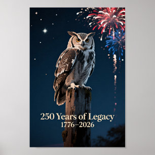 Affiche États-Unis 250 Chouette Patriotique 1776–2026