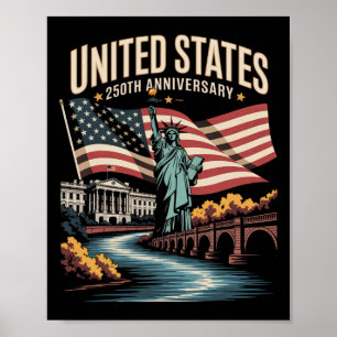 Affiche États-Unis 250e anniversaire patriotique vintage