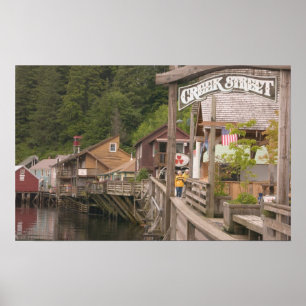 Affiche États-Unis, Alaska, Ketchikan, Creek Street, centr