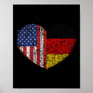 Affiche États-Unis Allemagne Cœur - Double Nationalité