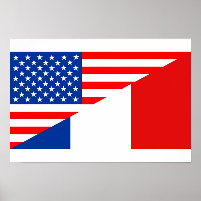 Affiche etats-unis amérique france demi drapeau états-unis (Devant)