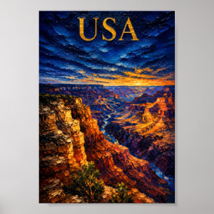 Affiche États-Unis : Coucher de soleil épique Grand Canyon