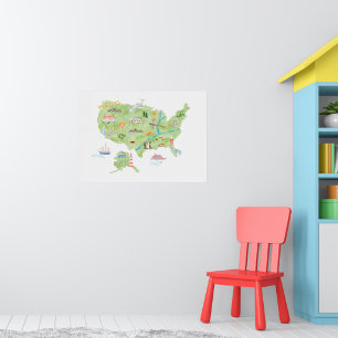 Affiche États-Unis d'Amérique Carte illustrée