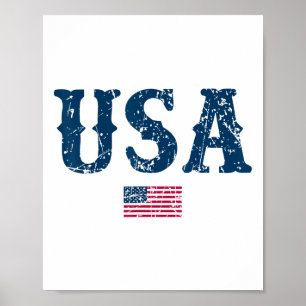 Affiche États-Unis d'Amérique Drapeau américain 4 juillet