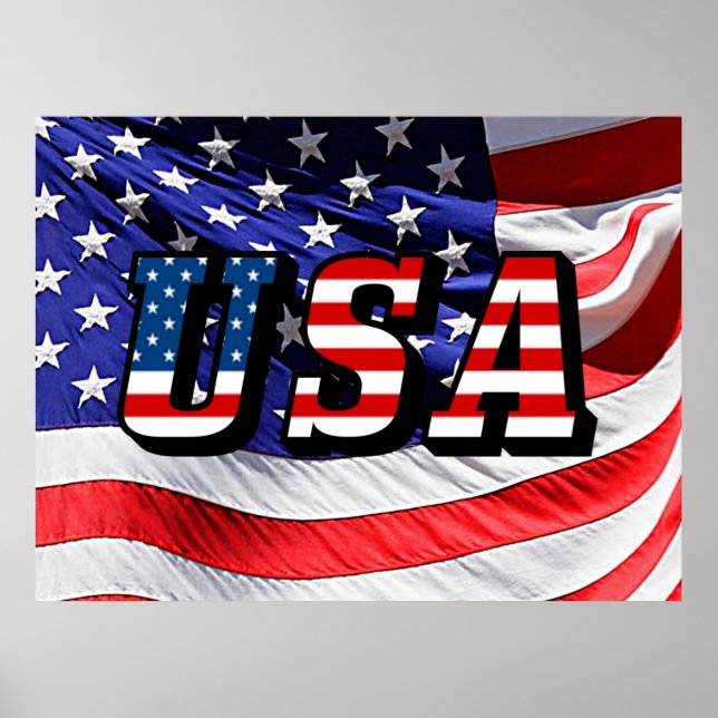 Affiche États-Unis - Drapeau Américain (Devant)
