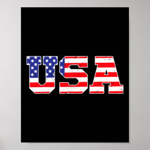 Affiche États-Unis - Drapeau Américain Patriotique 4 Juill