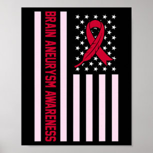 Affiche États-Unis Drapeau Cerveau Aneurysme Mois de sensi