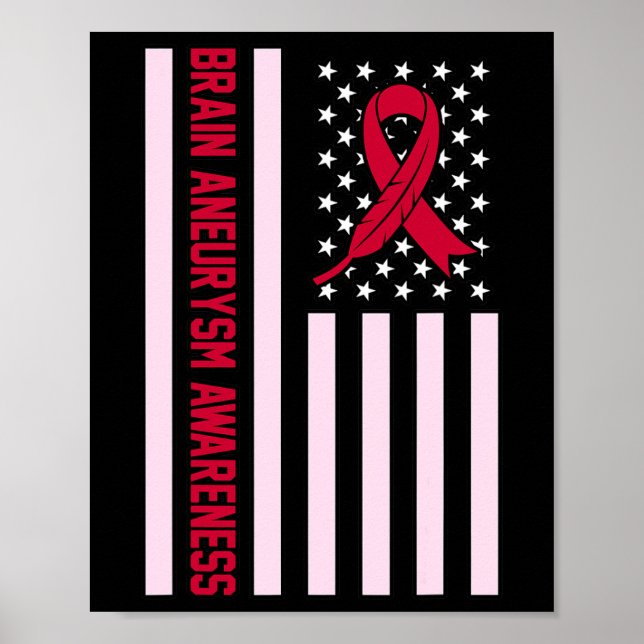 Affiche États-Unis Drapeau Cerveau Aneurysme Mois de sensi (Devant)