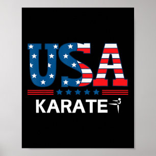 Affiche États-Unis Drapeau Karate Usa Team Sport Karaté