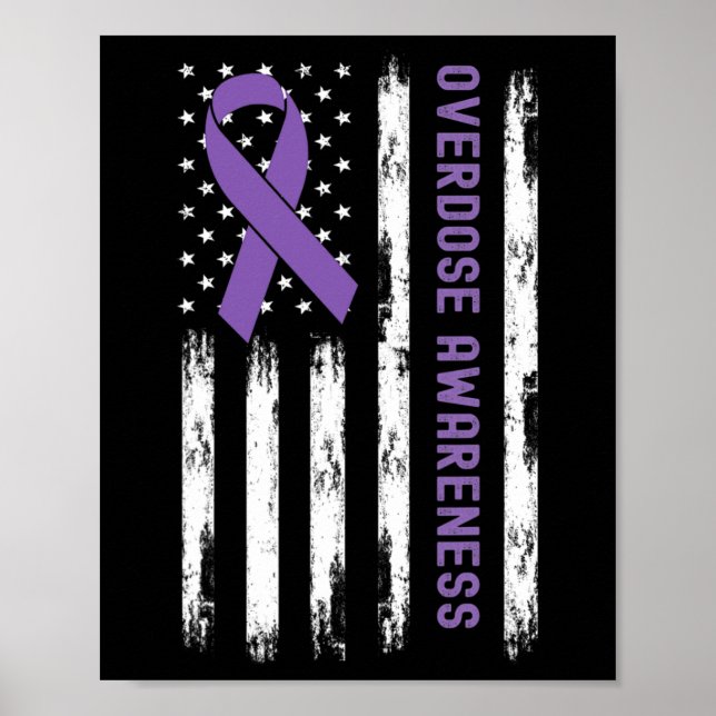 Affiche États-Unis Drapeau Purple Ribbon Sensibilisation à (Devant)