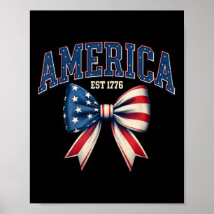 Affiche États-Unis Est 1776 Coquette Bow American Flag 4t