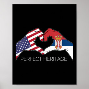 Affiche États-Unis Et Serbie Serbe Américain Parfait Hérit