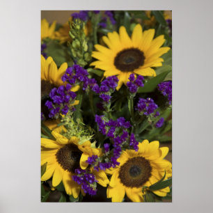 Affiche États-Unis, gros plan de l'arrangement de fleurs n