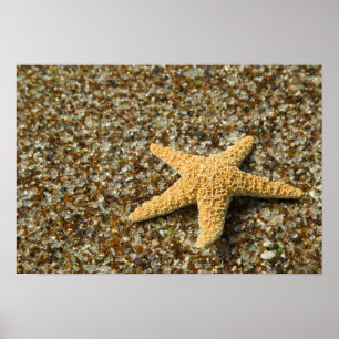Affiche États-Unis, HI, Kauai, Glass Beach avec étoile de