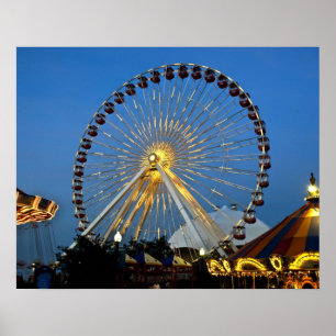 Affiche États-Unis, Illinois, Chicago, Villes, Éclairage