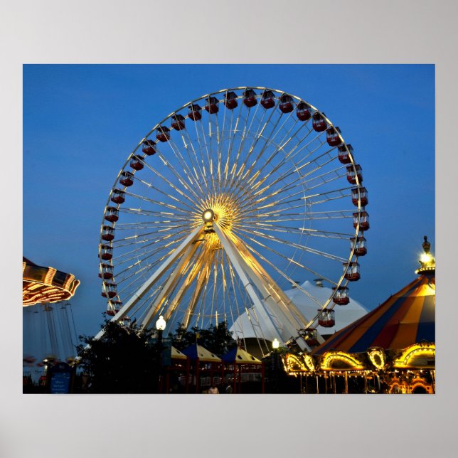 Affiche États-Unis, Illinois, Chicago, Villes, Éclairage (Devant)