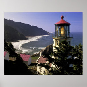 Affiche États-Unis, Oregon, Florence. Phare de Heceta Head