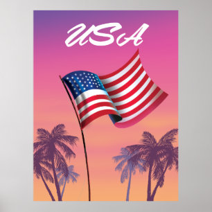 Affiche États-Unis Stars and stripes