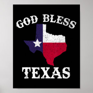Affiche États-Unis Texas Drapeau texan Dieu béni Texas