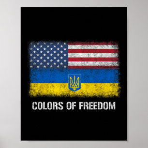 Affiche États-Unis Ukraine Drapeau Américain Ukrainien Cou