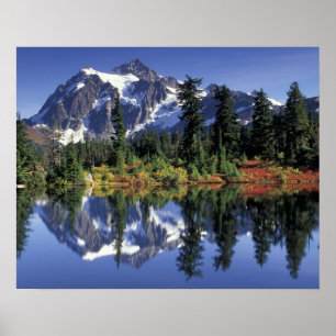Affiche États-Unis, WA, Heather Meadows RA. Mont Shuksan à