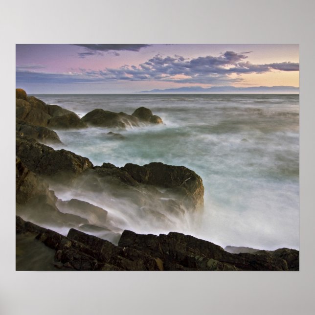 Affiche États-Unis, Washington, îles San Juan.  Vagues s'é (Devant)