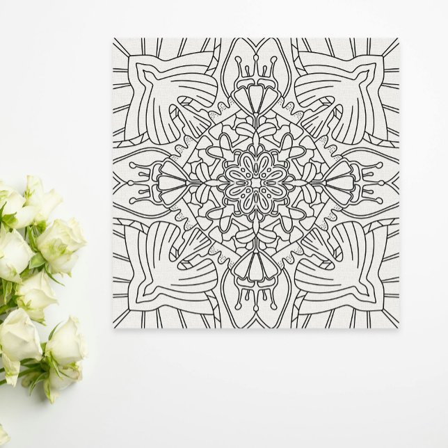 Affiche Été attentif : coloriage botanique paisible  (Créateur téléchargé)