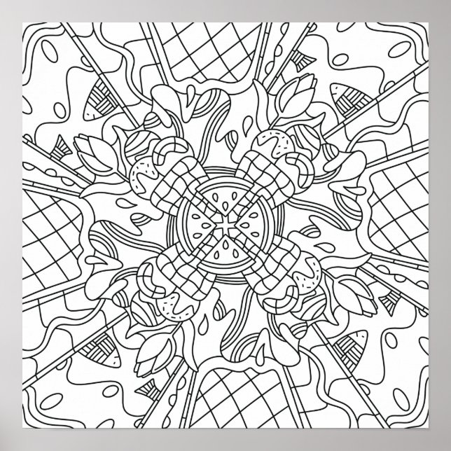 Affiche Été attentif : coloriage créatif et ludique (Devant)