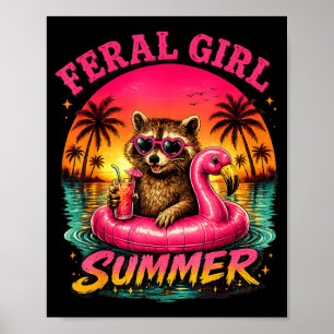 Affiche Été de fille sauvage plage style raton laveur