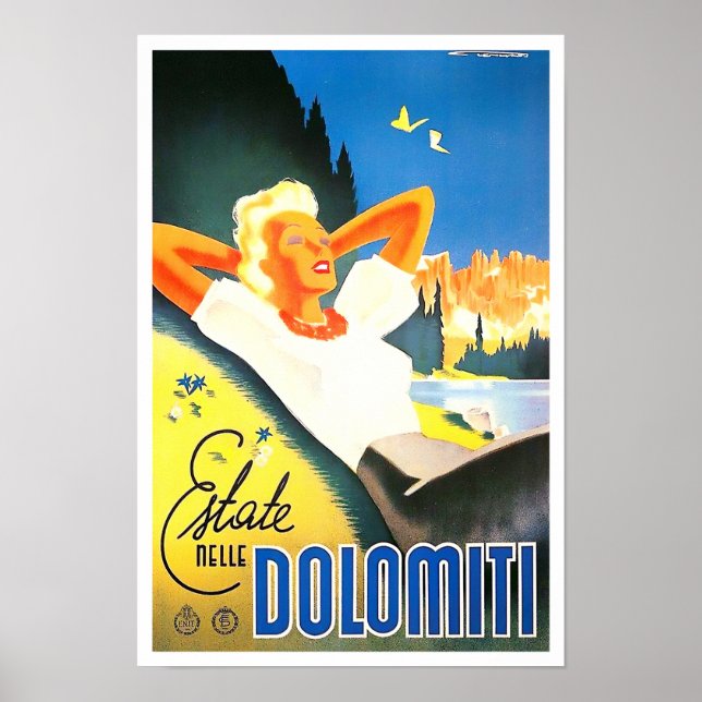 Affiche Eté en Dolomites Italie voyage millésime (Devant)