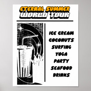 Affiche Été Éternel - Glaces Coco Surf Yoga (