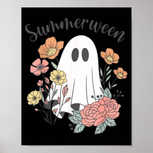 Affiche Été Fantôme Floral Rétro Summerween Saison Épouvan