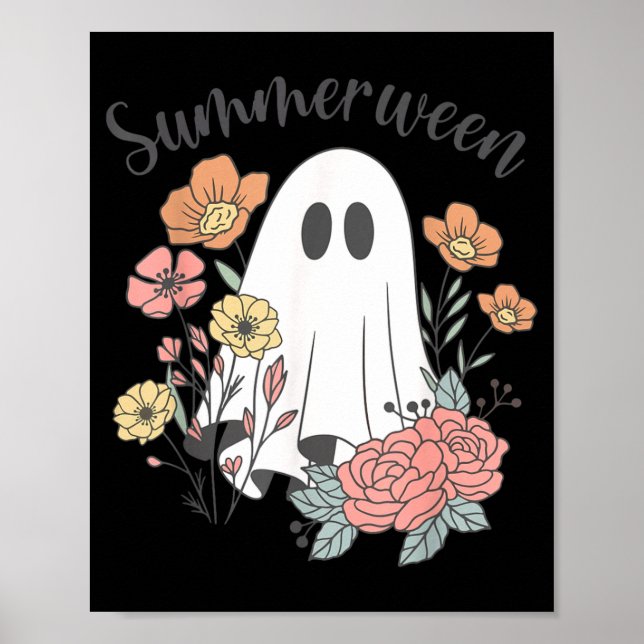 Affiche Été Fantôme Floral Rétro Summerween Saison Épouvan (Devant)