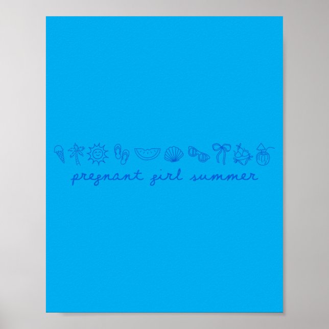 Affiche Été Fille Enceinte Annonce Bébé Drôle Maman (Devant)