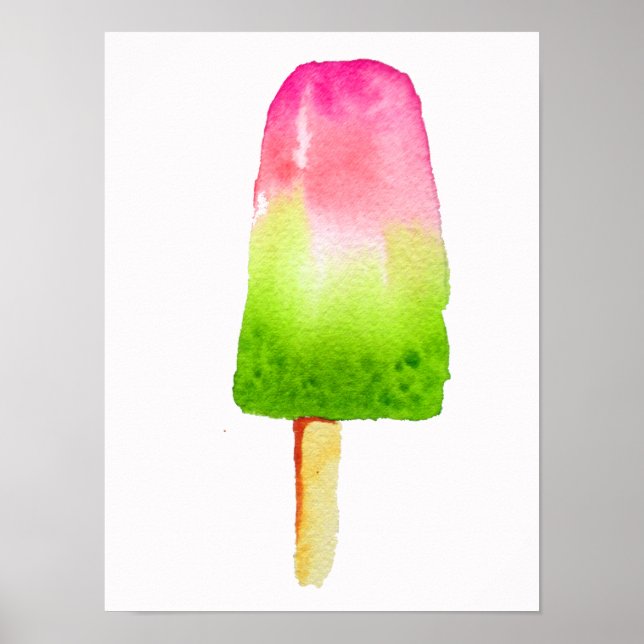 Affiche Été framboise rose popsicle (Devant)