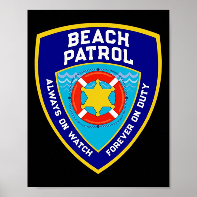 Affiche Été Funny Beach Patrol Océan Pour toujours en serv (Devant)