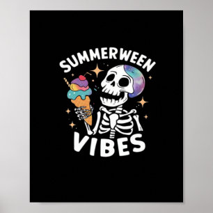 Affiche Été Halloween Funky Skeleton Ice Cre