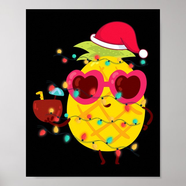Affiche Été Hawaïen Tropical Noël Pineapple Noël  (Devant)