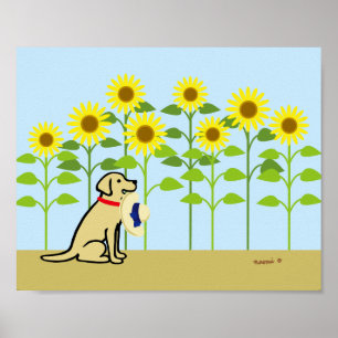 Affiche Été jaune de Labrador et de tournesols