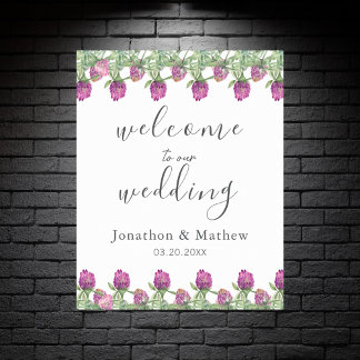 Affiche Eté Jungle Aquarelle Florale Mariage Bienvenue