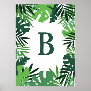 Affiche Été jungle tropicale palme feuilles monogramme