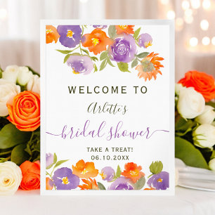 Affiche Été Purple Orange Floral Boho Brie bienvenue