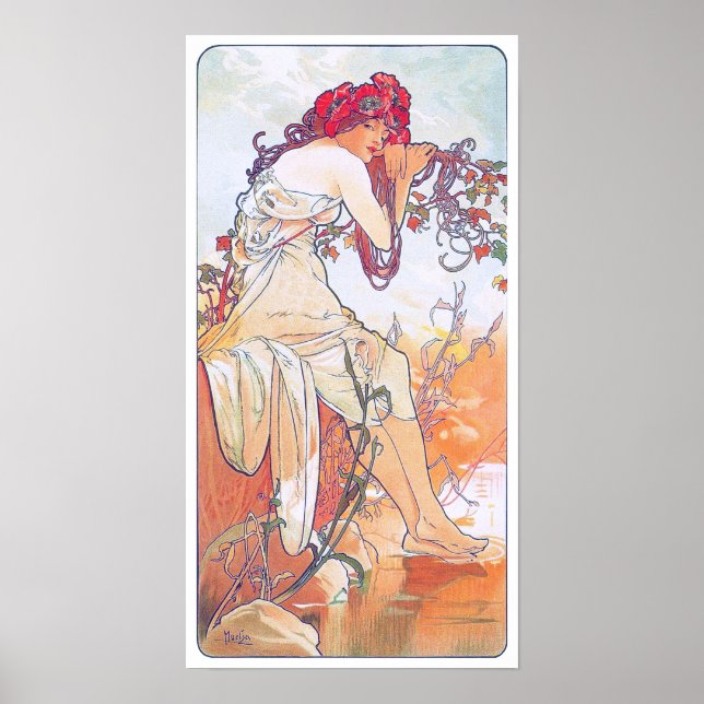 Affiche Été (Quatre Saisons), Alphonse Mucha (Devant)